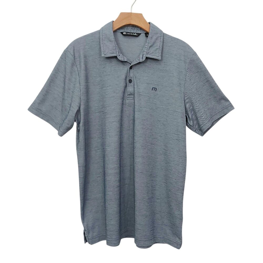 Travis Mathew Polo Shirt Mens Large Blue Short Sleeve Pima Cotton Tennis Golf
